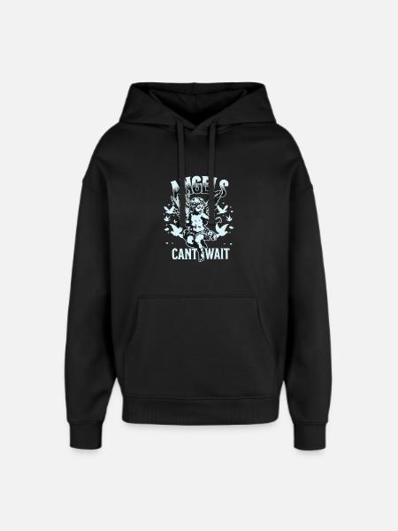 Engel-T-skjorte unisex Engler kan ikke vente VintageTee - Stanley/Stella Oversized Hettegenser unisex - svart