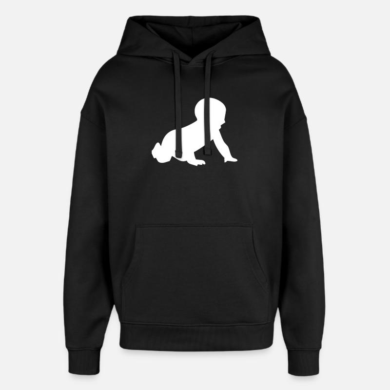 Silhouette de bébé rampant - Sweat à capuche unisexe Stanley/Stella Oversized - noir