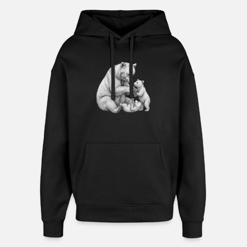 Ours et ses petits  - Sweat à capuche unisexe Stanley/Stella Oversized - noir