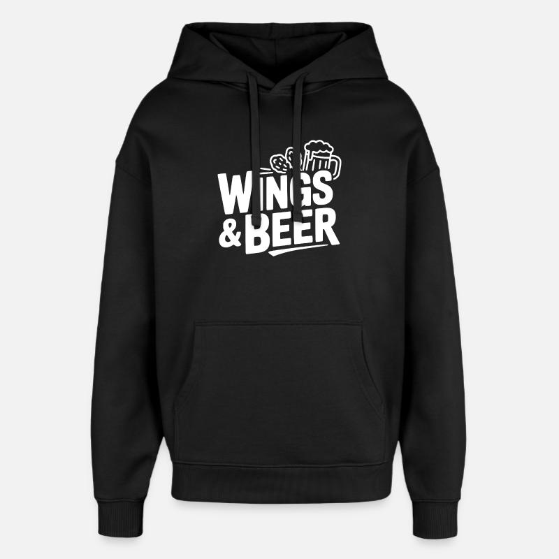 Ailes et bière - Sweat à capuche unisexe Stanley/Stella Oversized - noir