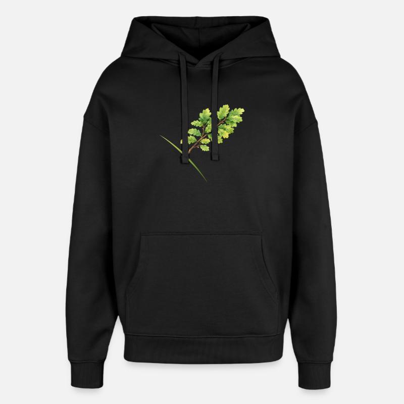 Leaf Branch Oak - Aquarelle - Sweat à capuche unisexe Stanley/Stella Oversized - noir