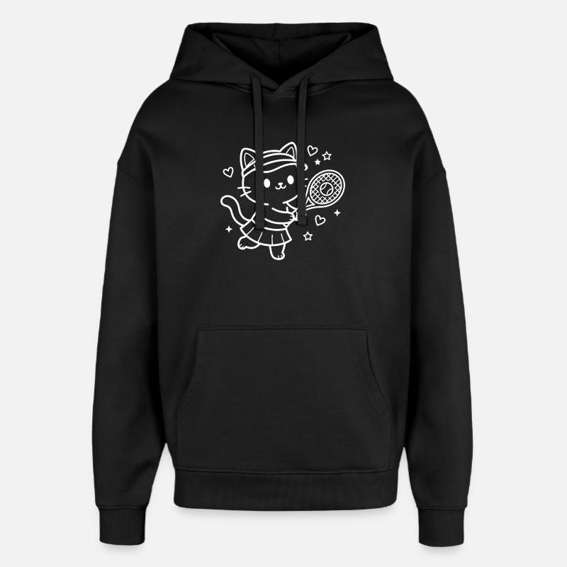 Joueur de tennis Kawaii Cat - Sweat à capuche unisexe Stanley/Stella Oversized - noir