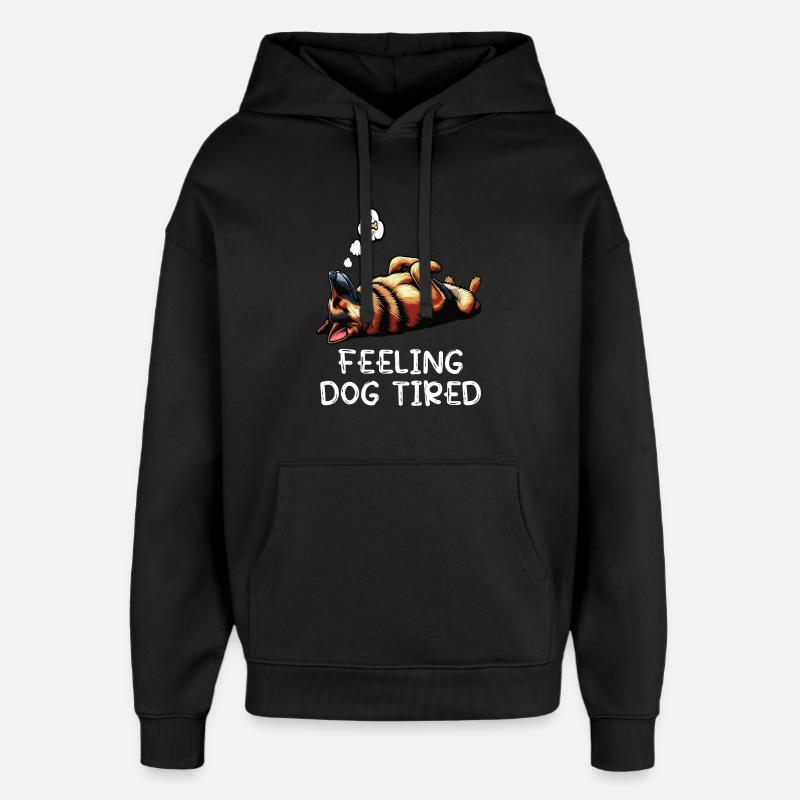 Feeling Dog Tired German Shepherd - Oversized Unisex Hoodie by Stanley/Stella - black
