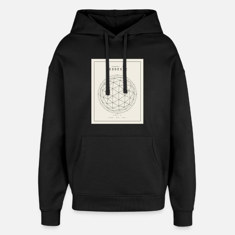 Geodesian Sphere Geometry Pattern - Oversized Unisex Hoodie by Stanley/Stella - black