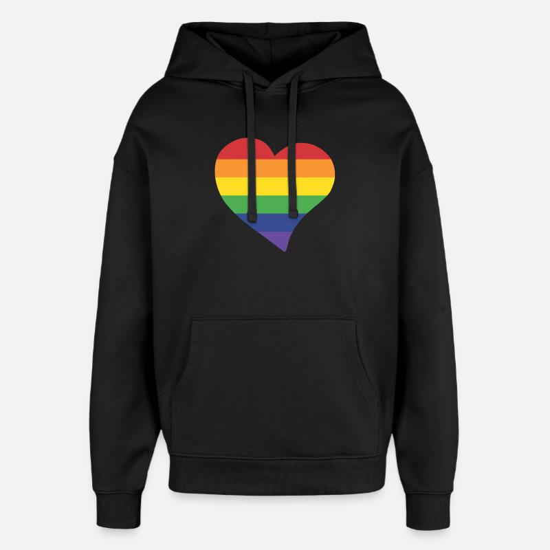 Rainbow heart - Sweat à capuche unisexe Stanley/Stella Oversized - noir