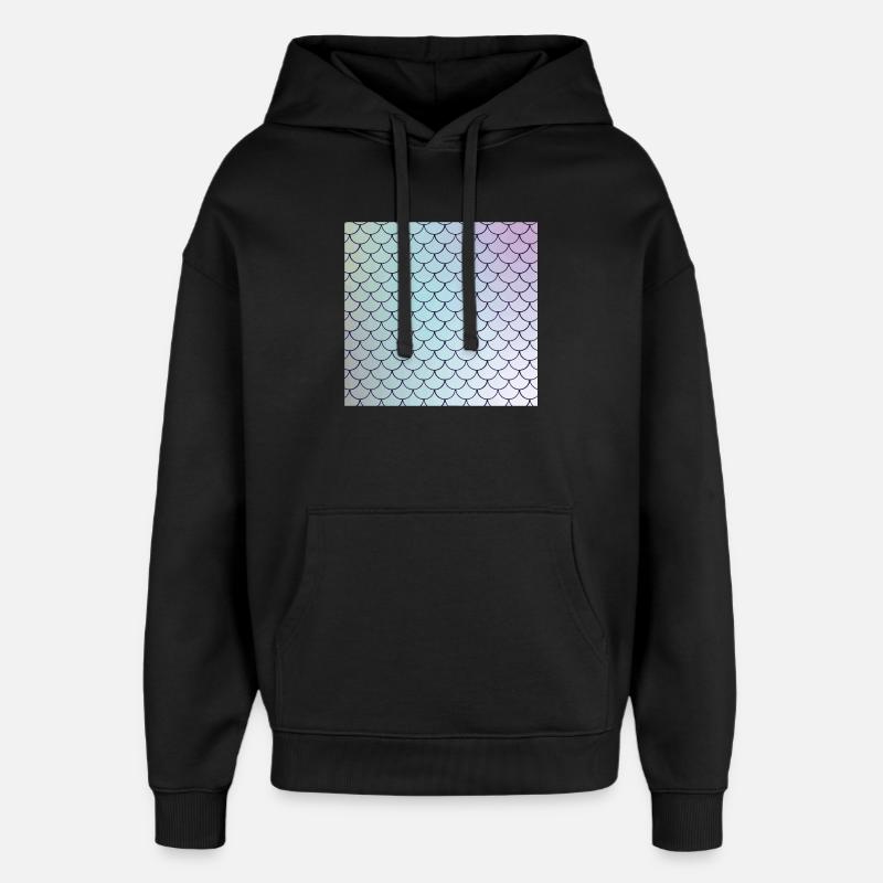 Motif d’écailles de poisson aquarelle - Sweat à capuche unisexe Stanley/Stella Oversized - noir