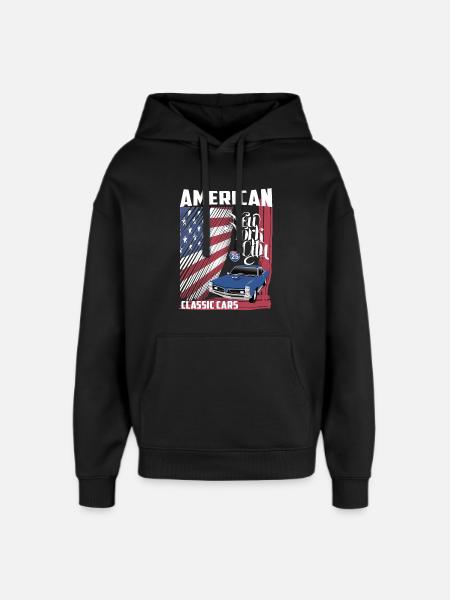 Amerikanske klassiske biler - Hættetrøje unisex Stanley/Stella Oversized - sort