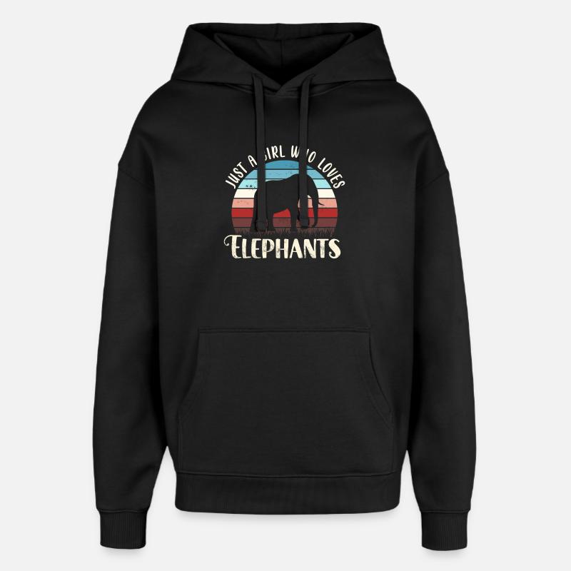 Elephant Elephant - Oversized Unisex Hoodie by Stanley/Stella - black