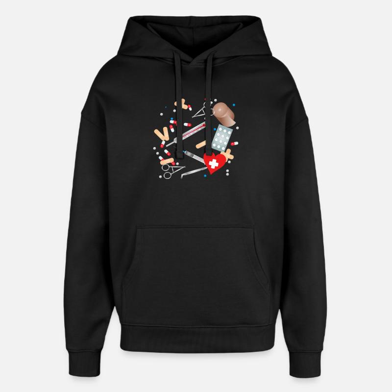 Erste Hilfe Set,Reiseapotheke oder Hausapotheke - Oversized Unisex Hoodie von Stanley/Stella - Schwarz