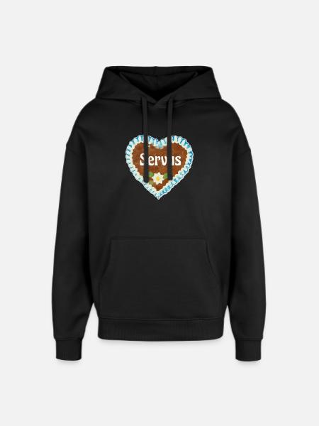 Lebkuchenherz Servus - Oversized Unisex Hoodie von Stanley/Stella - Schwarz