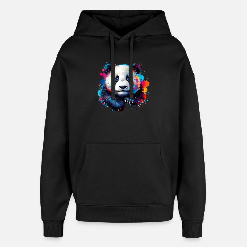 Panda - Sweat à capuche unisexe Stanley/Stella Oversized - noir