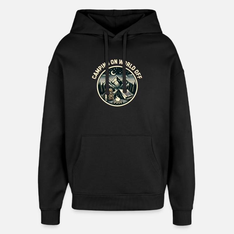 Camping on world off - Oversized Unisex Hoodie by Stanley/Stella - black