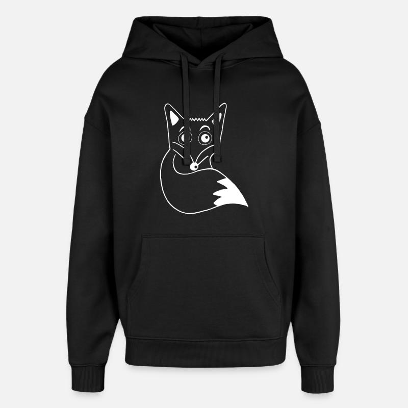 Cute White Fox - Oversized Unisex Hoodie by Stanley/Stella - black