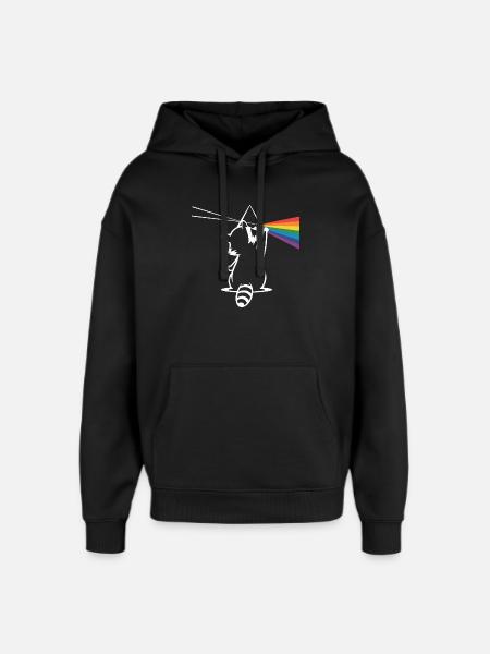 Raccoon with prism and rainbow spectrum - Oversized Unisex Hoodie by Stanley/Stella - black