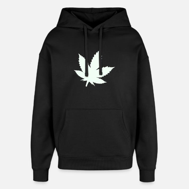 Cannabis Leaf Silhouette Mint - Oversized Unisex Hoodie by Stanley/Stella - black
