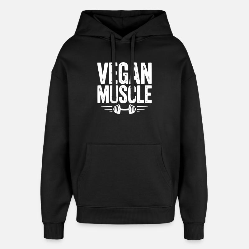 Muscle végétalien - Sweat à capuche unisexe Stanley/Stella Oversized - noir