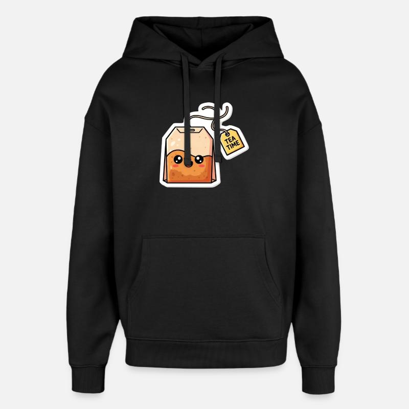 Kawaii Teebeutel Tea Time - Oversized Unisex Hoodie von Stanley/Stella - Schwarz
