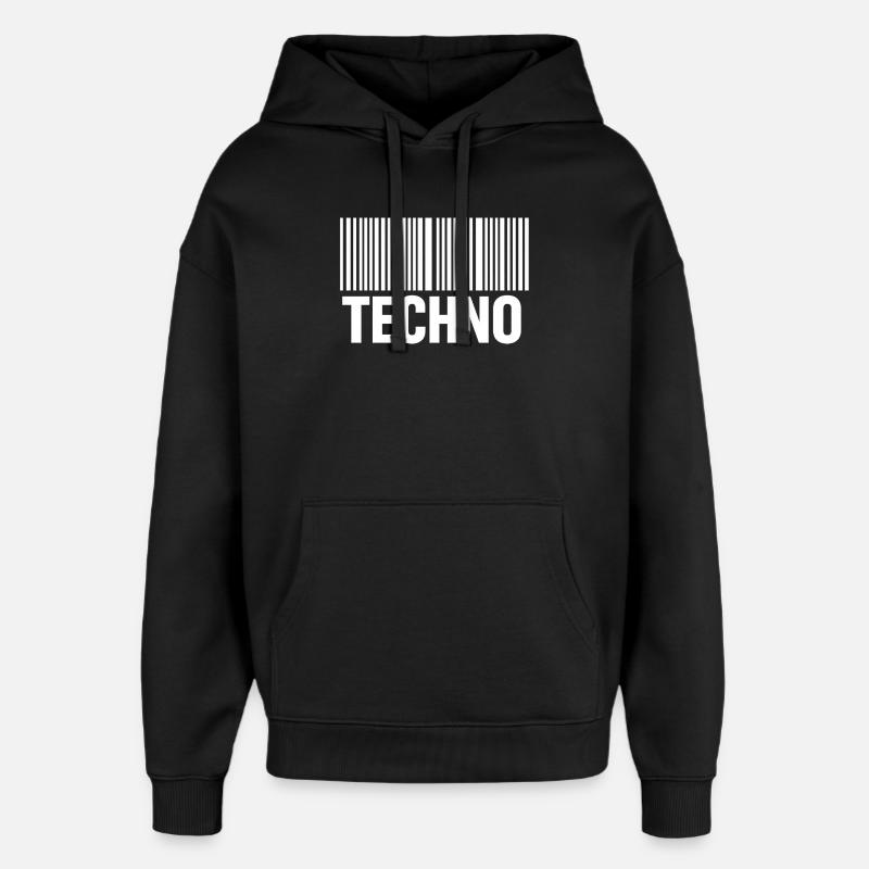 Modèle de code-barres techno - Sweat à capuche unisexe Stanley/Stella Oversized - noir