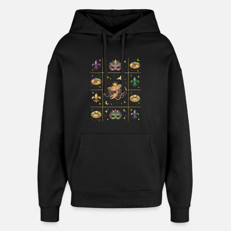 Mardi Gras du Carnaval des Écrevissés - Sweat à capuche unisexe Stanley/Stella Oversized - noir