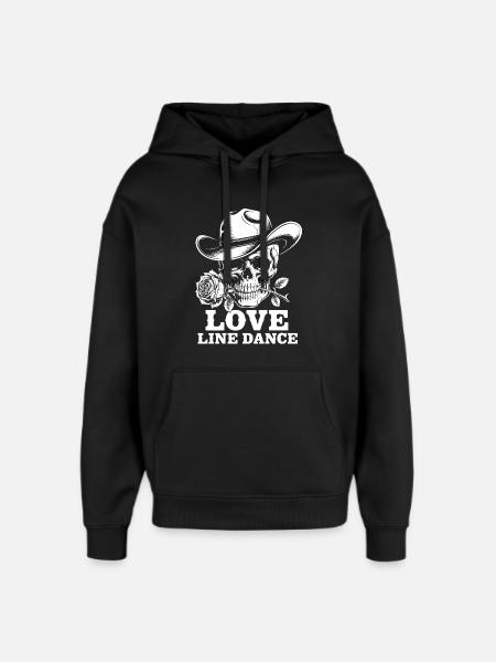 Skull Cowboy Love Line Dance - Oversized Unisex Hoodie by Stanley/Stella - black