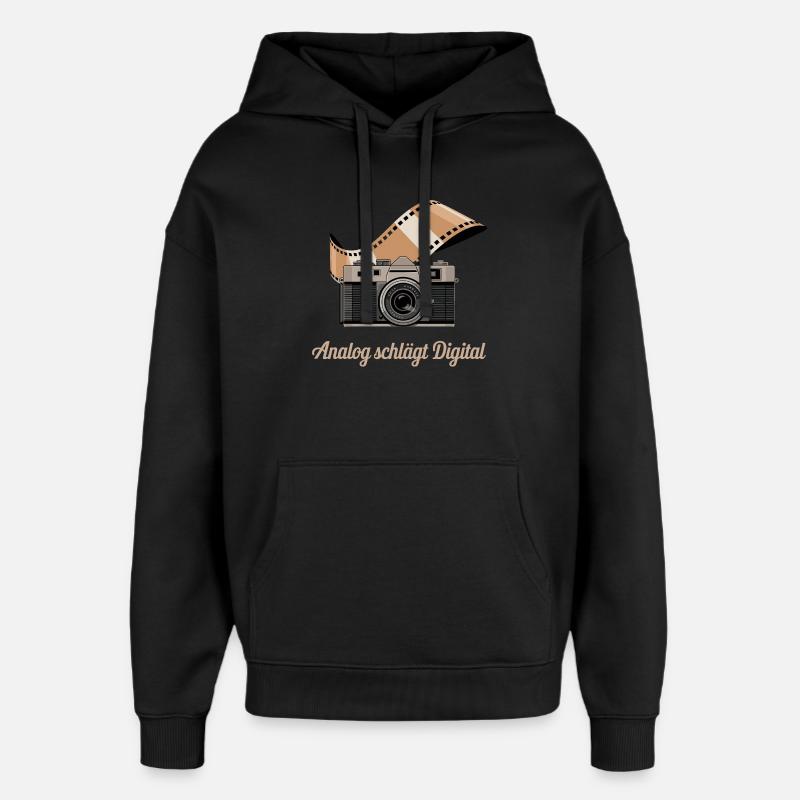 Caméra rétro numérique Analog Beats - Sweat à capuche unisexe Stanley/Stella Oversized - noir