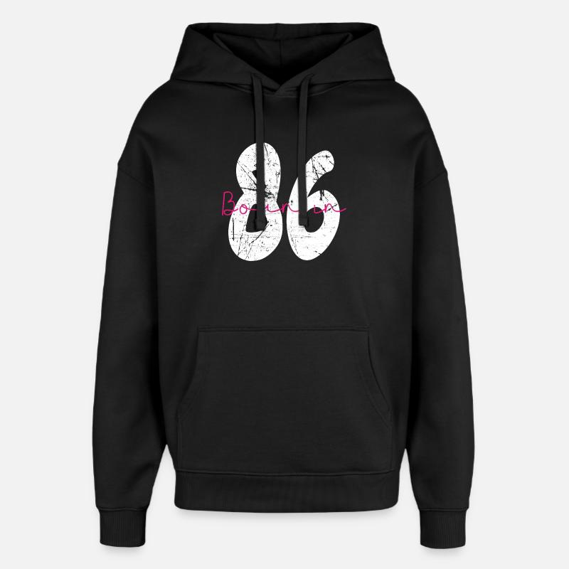 Né en 86 Neon Retro - Sweat à capuche unisexe Stanley/Stella Oversized - noir