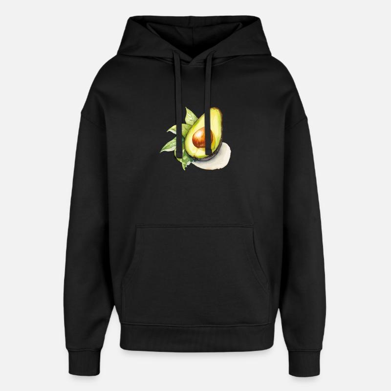 Illustration aquarelle avec avocat - Sweat à capuche unisexe Stanley/Stella Oversized - noir