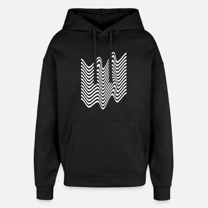 Bandes monochromes ondulées - Sweat à capuche unisexe Stanley/Stella Oversized - noir