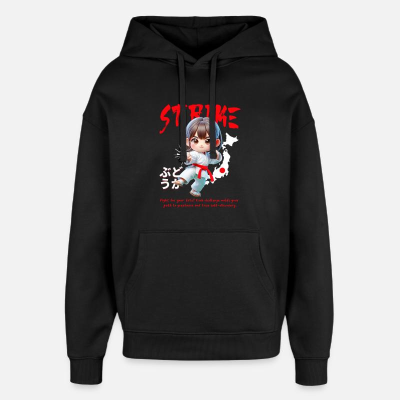 Chibi Karateheld Strike - Oversized Unisex Hoodie von Stanley/Stella - Schwarz