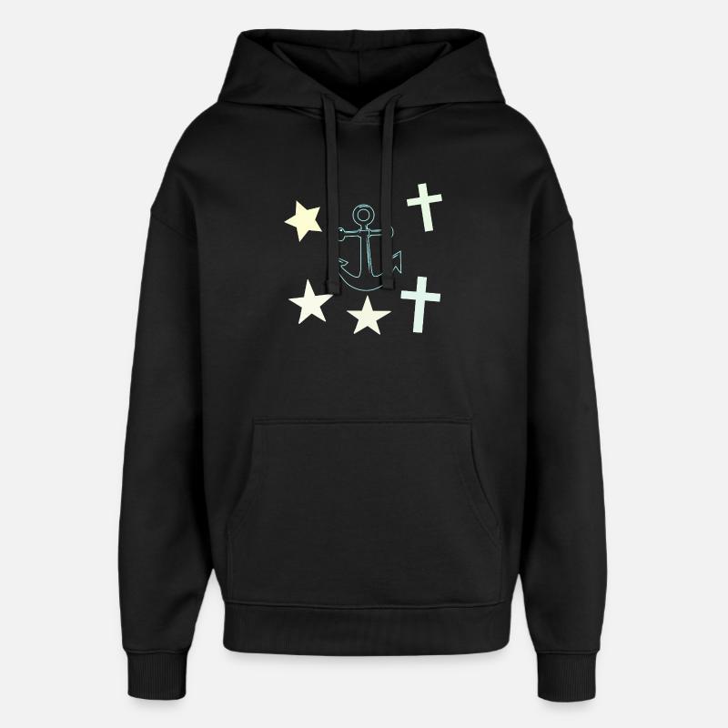 Chalk Nayik : Anchor Stars - Sweat à capuche unisexe Stanley/Stella Oversized - noir