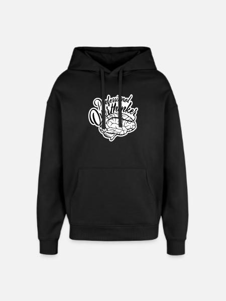 Professional Overthinker Funny Brooding Anxiety Logo - Oversized Unisex Hoodie by Stanley/Stella - black