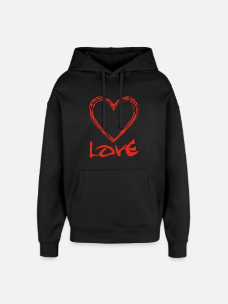 red graffiti heart - Oversized Unisex Hoodie by Stanley/Stella - black