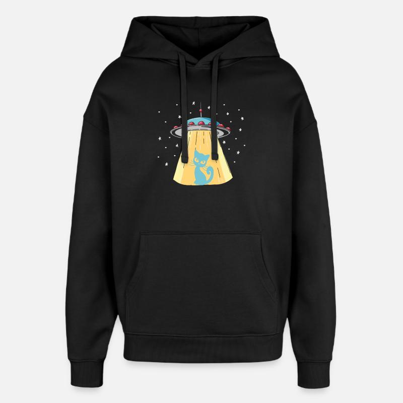 Imprimé chat OVNI humoristique - Sweat à capuche unisexe Stanley/Stella Oversized - noir
