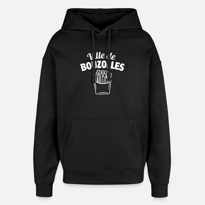 frites, Bouzolles, des frites - Sweat à capuche unisexe Stanley/Stella Oversized - noir