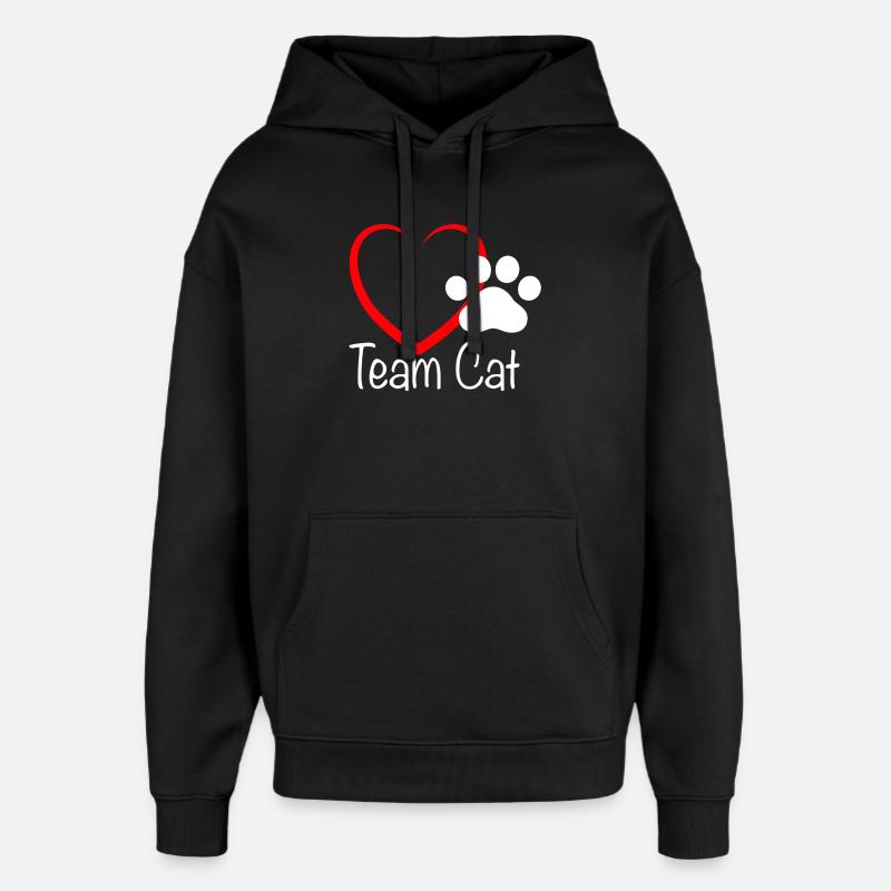 Team Cat mit Herzchen - Oversized Unisex Hoodie von Stanley/Stella - Schwarz