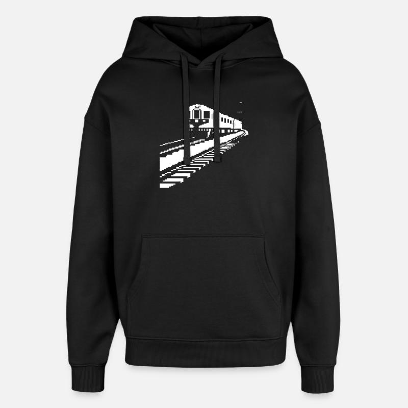 Chemin de fer Pixel Art - Sweat à capuche unisexe Stanley/Stella Oversized - noir