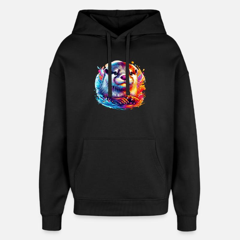 Loutre - Sweat à capuche unisexe Stanley/Stella Oversized - noir