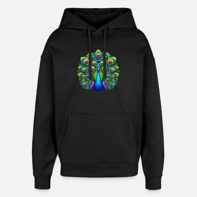 Pfau - Oversized Unisex Hoodie von Stanley/Stella - Schwarz