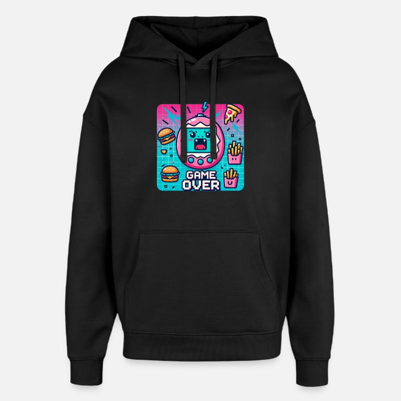 Pixel console, retro and snacks - Oversized Unisex Hoodie by Stanley/Stella - black