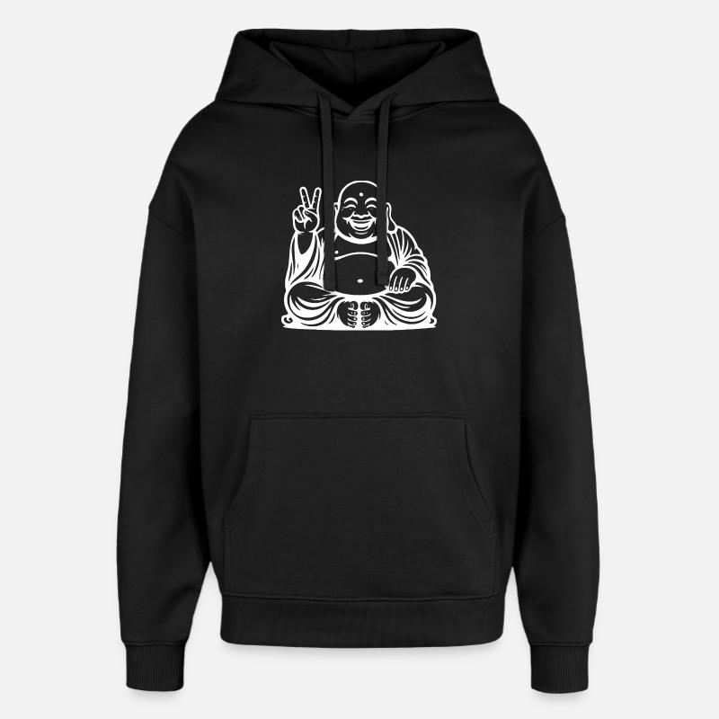 Conception de Bouddha riant joyeux - Sweat à capuche unisexe Stanley/Stella Oversized - noir