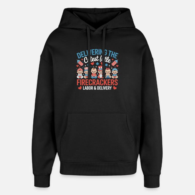  Labor & Delivery Firecrackers Independence Day - Oversized Unisex Hoodie von Stanley/Stella - Schwarz