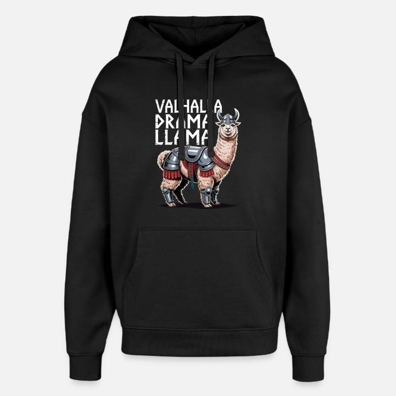 Valhalla Drame Lama - Sweat à capuche unisexe Stanley/Stella Oversized - noir