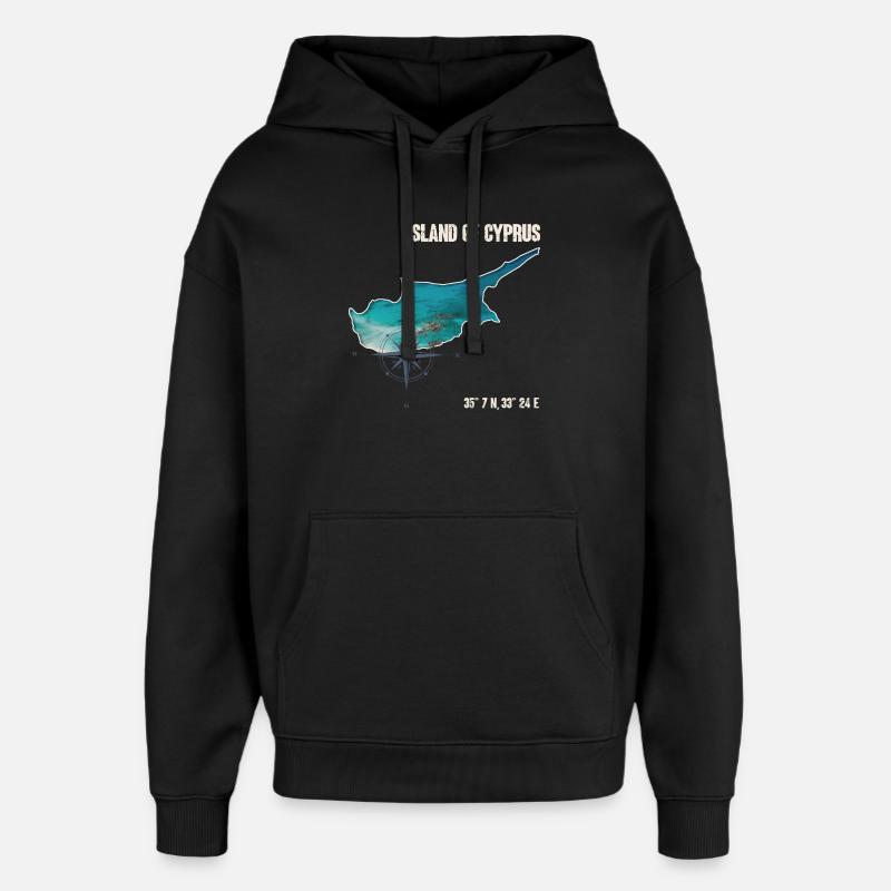 Zypern Umriss Kompassdesign - Oversized Unisex Hoodie von Stanley/Stella - Schwarz