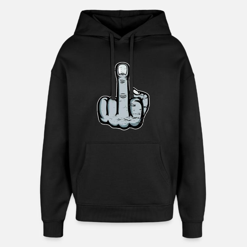 Doigt d’honneur Doigt Puant Dessin utilisé - Sweat à capuche unisexe Stanley/Stella Oversized - noir