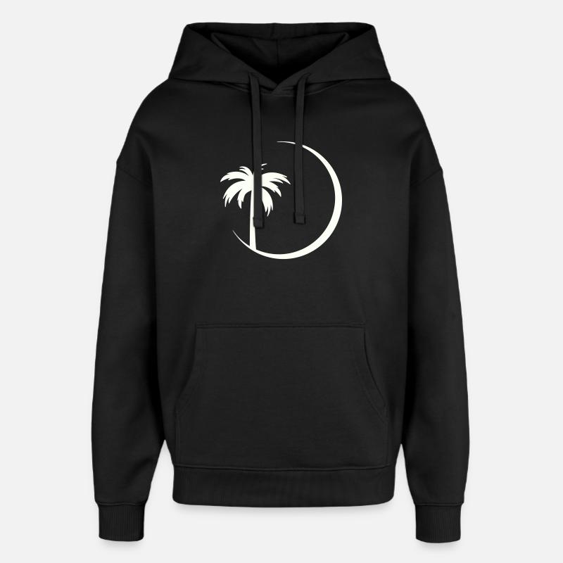 Palm Circle Silhouette - Oversized Unisex Hoodie by Stanley/Stella - black