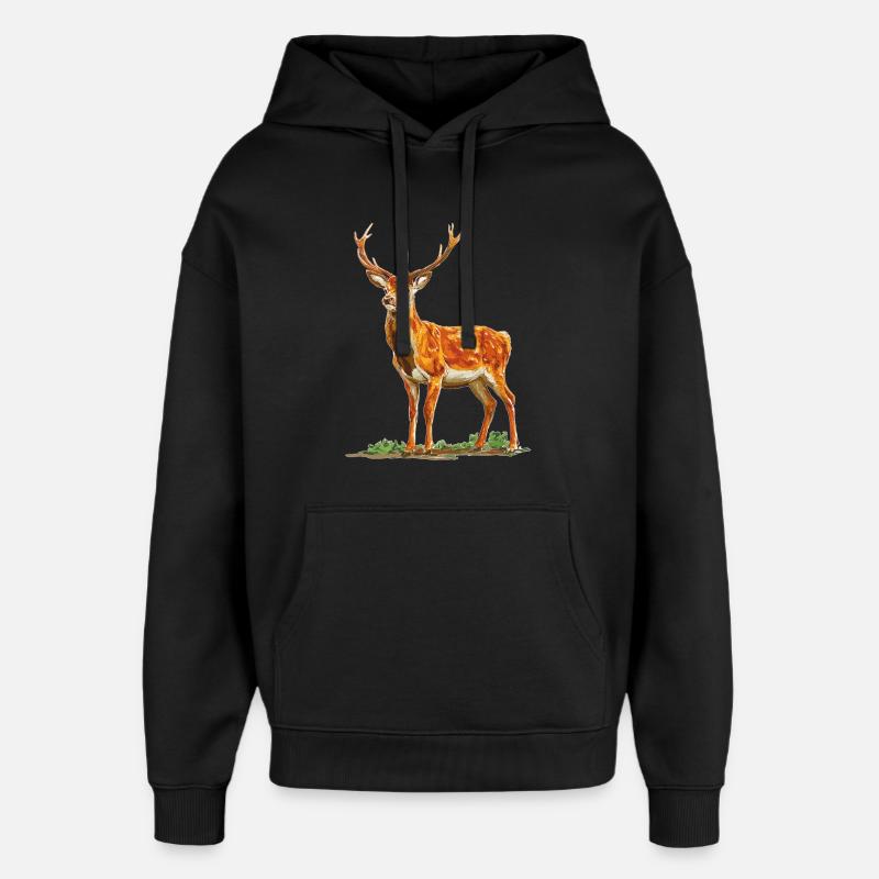 Cerf - Sweat à capuche unisexe Stanley/Stella Oversized - noir