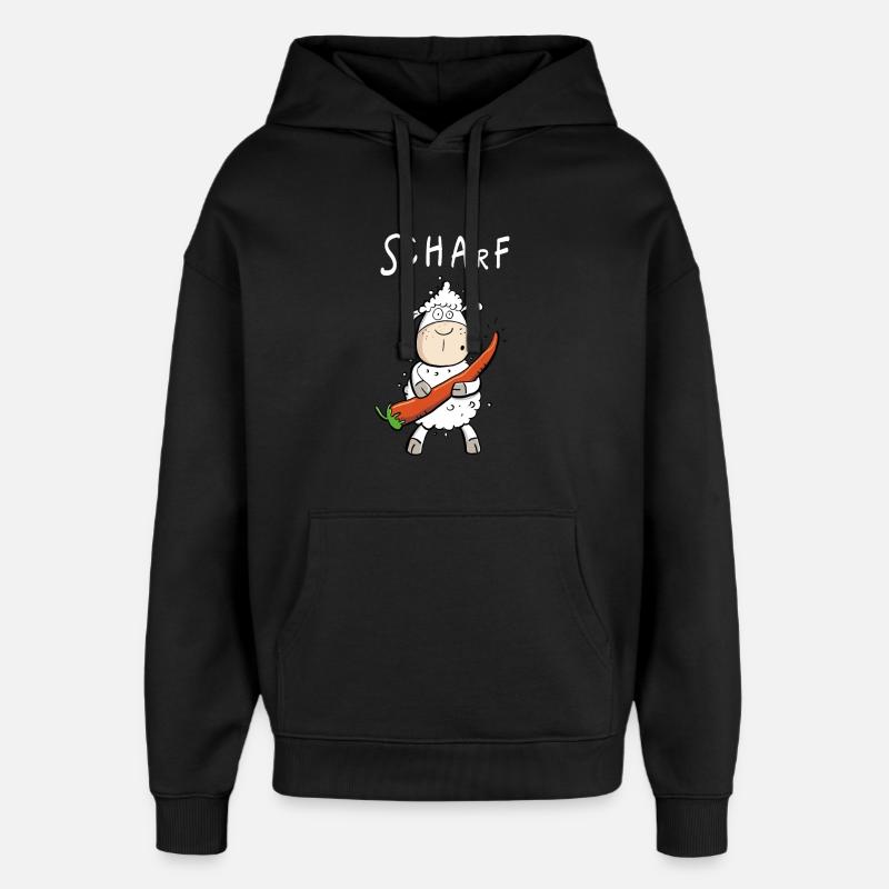 Pepperoni Sheep I Sharp comic pun - Oversized Unisex Hoodie by Stanley/Stella - black