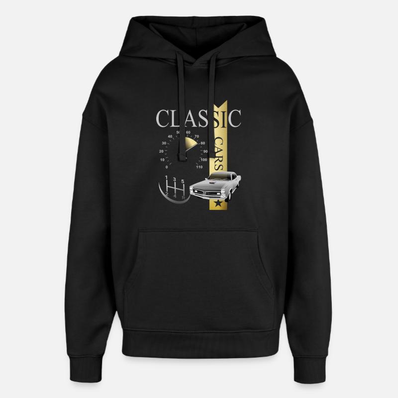 Voitures automobiles classiques - Sweat à capuche unisexe Stanley/Stella Oversized - noir