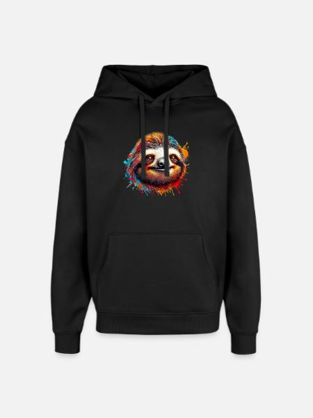 Sloth - Oversized Unisex Hoodie by Stanley/Stella - black