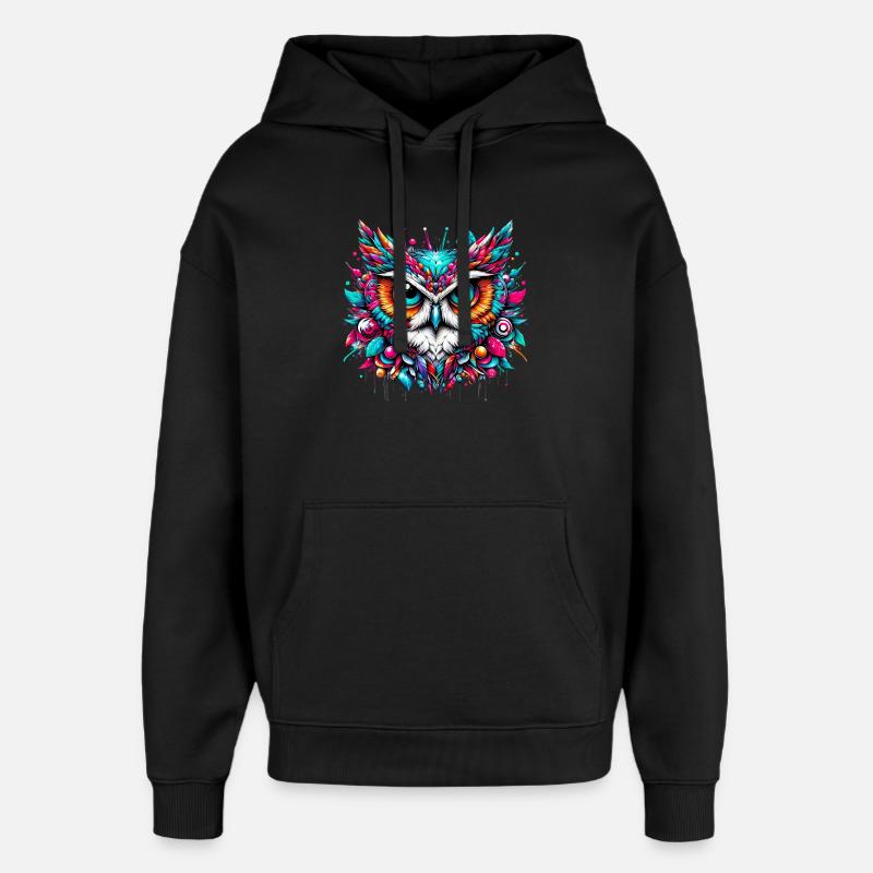 Eule - Oversized Unisex Hoodie von Stanley/Stella - Schwarz